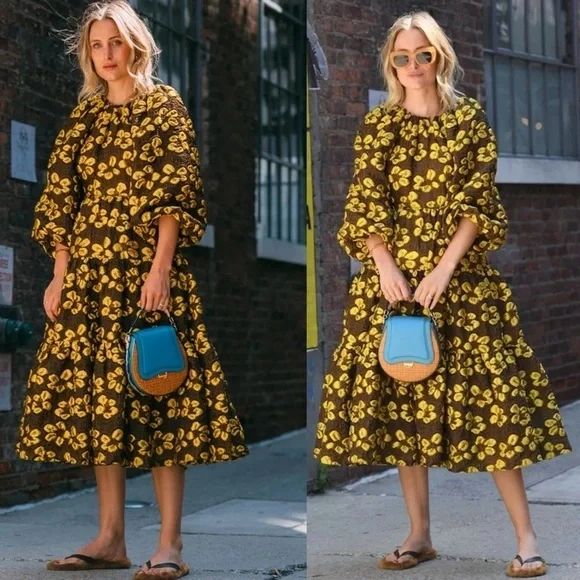 TUCKERNUCK Ulla Johnson Allegra dress in ruby red and brown size 4 - Picture 4 of 15